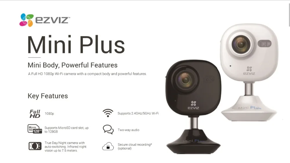 HIKVISION EZVIZ C2 Mini Plus 1080P Wifi мини-камера поддерживает SD карту Двусторонняя аудио 135 ультра-широкоугольный объектив Обнаружение движения