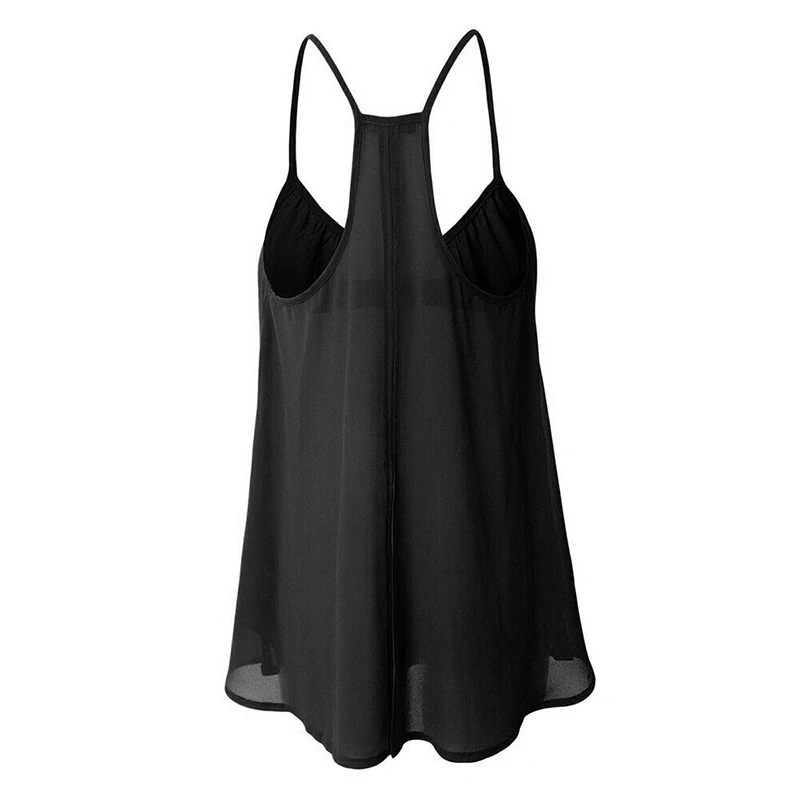 BBYES Women Chiffon Shirt Summer Strappy Swing Vest Blouse Women's Clothes Ladies Casual Loose Oversized Shirts Femme Blusas