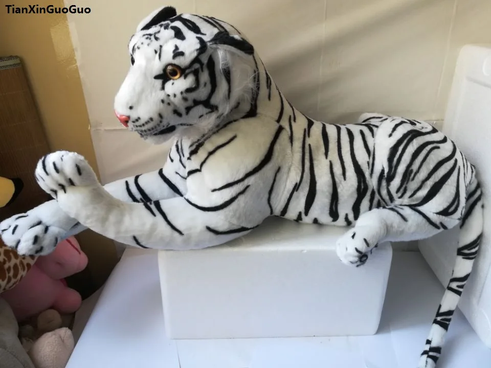 large 75cm simulation white tiger plush toy soft doll children's toy