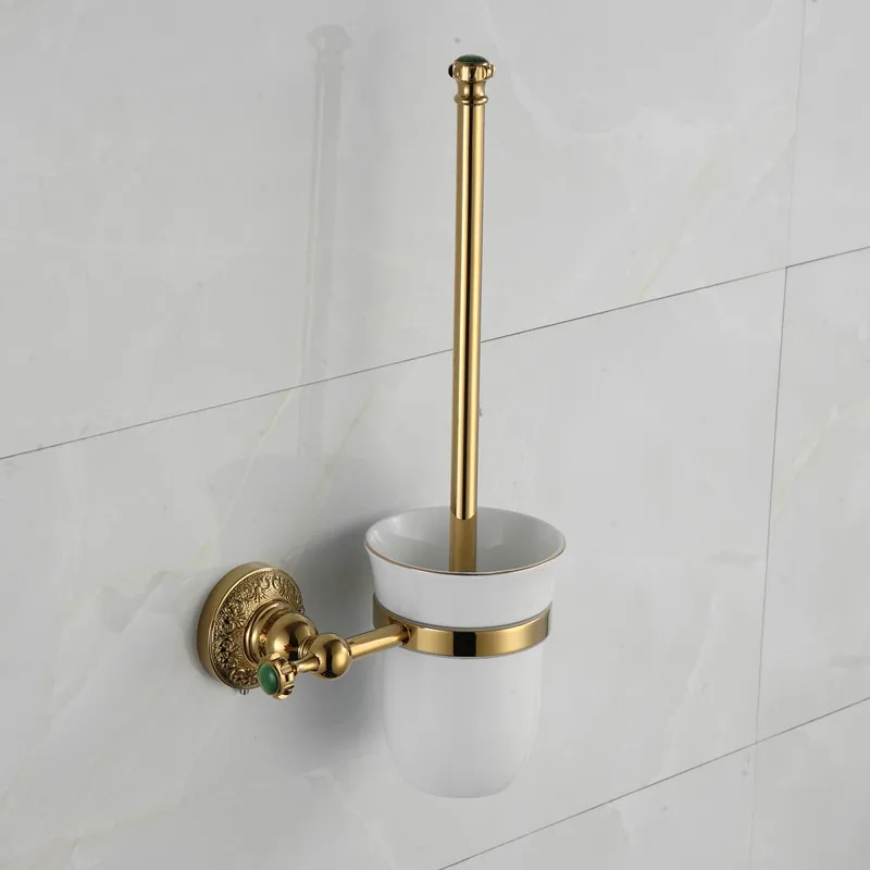 Buy Luxury Gold plated finish toilet brush holder with