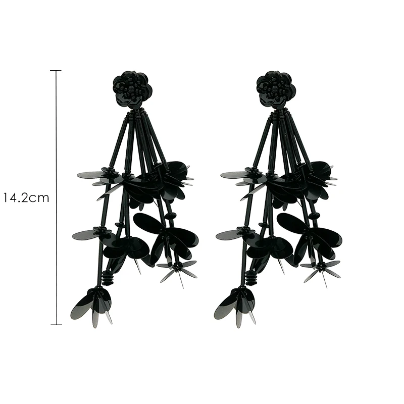 

New sexy sequins tassel earrings tassel flowers long earrings personality exaggerated earrings