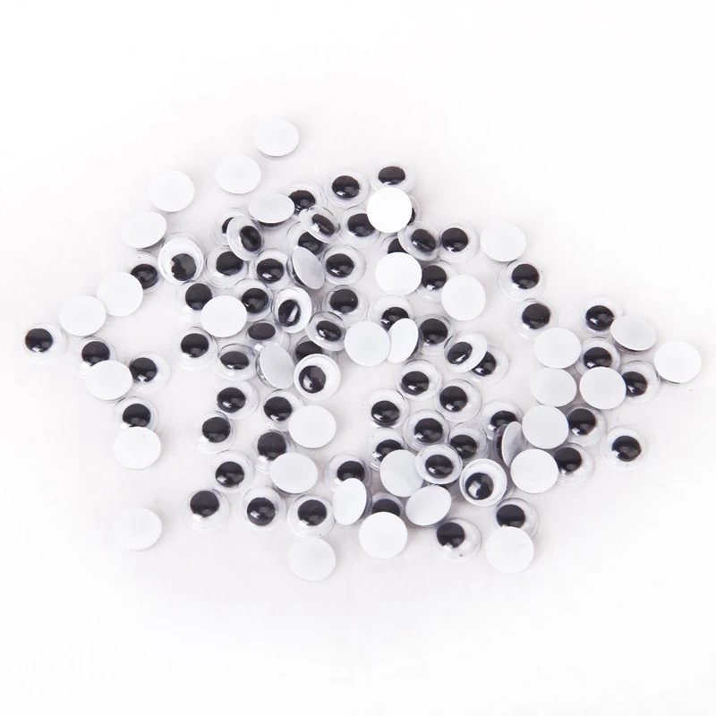 

100Pcs Round Moving Movable Wiggly Wiggle Craft Eyes Glue On Sticker 10mm