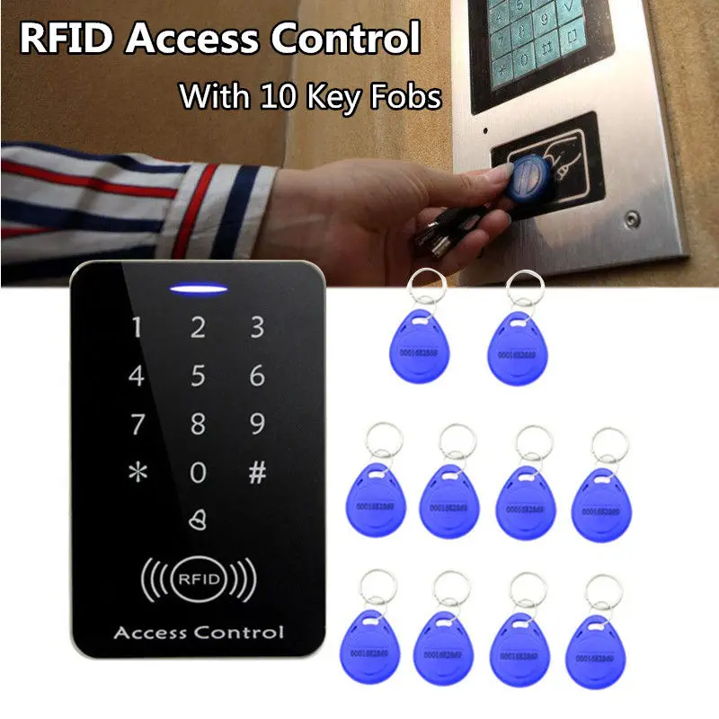 

Standalone Access Controller with 10pcs EM keychains RFID Access Control Keypad digital panel Card Reader For Door Lock System