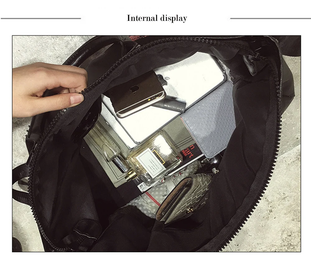 2019 Wobag Ladies Black Travel Bag Pink Sequins Shoulder Bag Women Handbag Ladies Weekend Portable Duffel Bag Waterproof Wash12