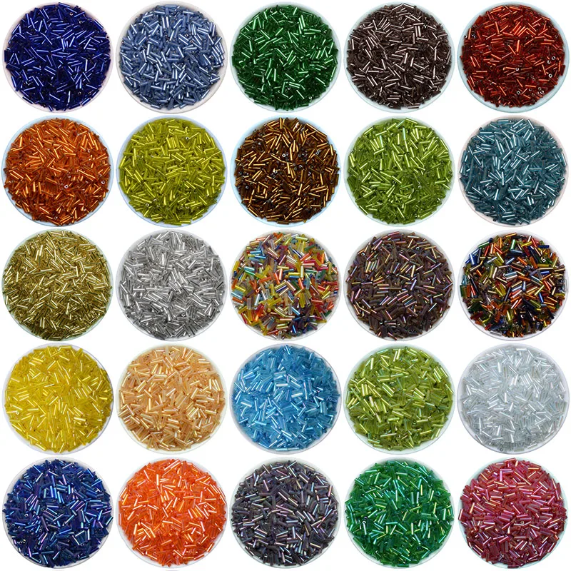 

27 Color Silver Lined Bugle Czech Glass Seed Spacer Beads 500pcs/lot Austria Crystal 2x6mm Long Tube Beads For DIY