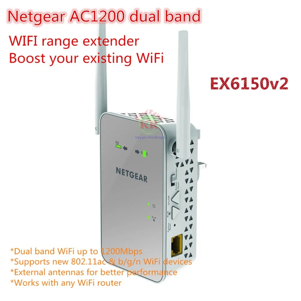 

NETGEAR EX6150 v2 WiFi Range Extender 1200Mbps Dual Band Wireless AC1200 Booster 2.4G/5GHz
