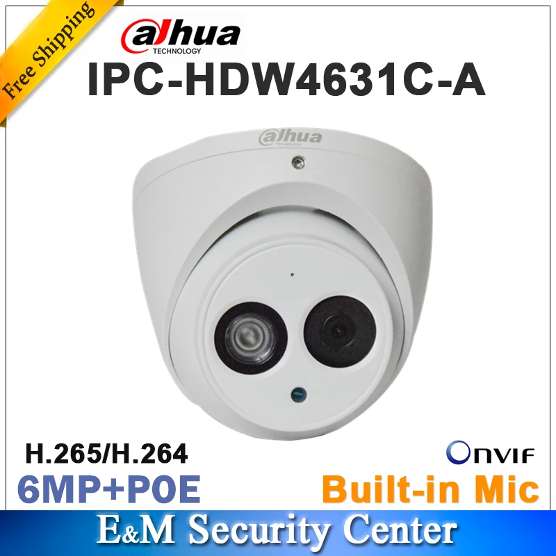 

Original dahua IPC-HDW4631C-A replace IPC-HDW4431C-A Network IP Camera 6MP IR POE CCTV Mic Built-in dome H265 metal housing
