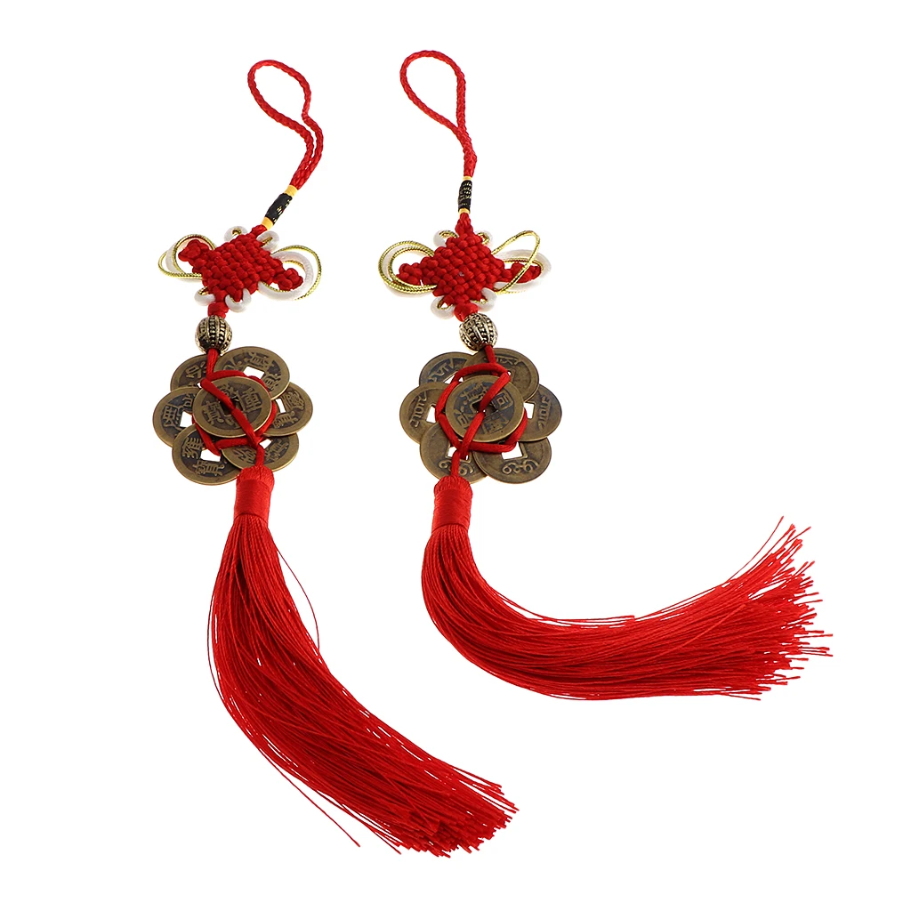 5 Styles Chinese Knot Charms Fengshui Symbol with Lucky Coins for Car/ Home Lucky Pendants /Embellishments
