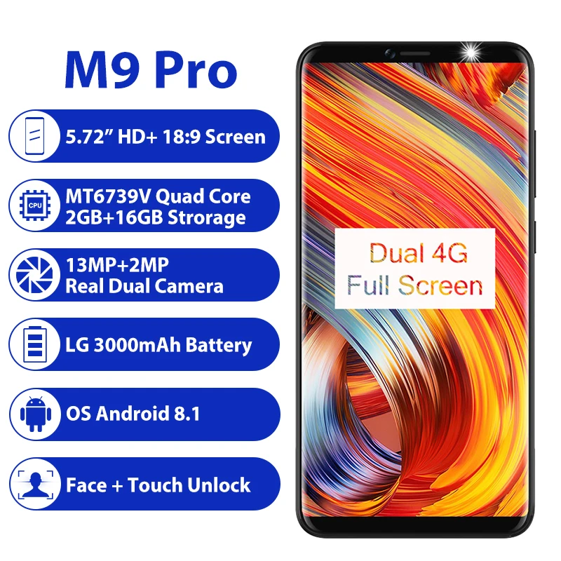 LEAGOO M9 PRO 2 Гб 16 мобильный телефон Android 8 1 5 72 &quot18:9 полный экран MT6739V четырехъядерный