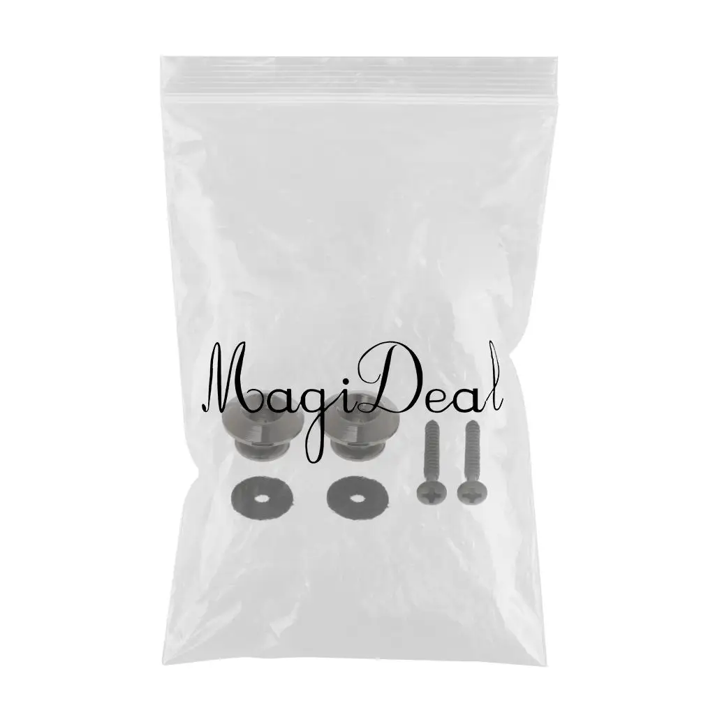 Toyful 2 Pieces Black Strap Button with Mounting Screw for Electric Guitar Bass Ukulele Mandolin Bass Guitar Strap Buckle 