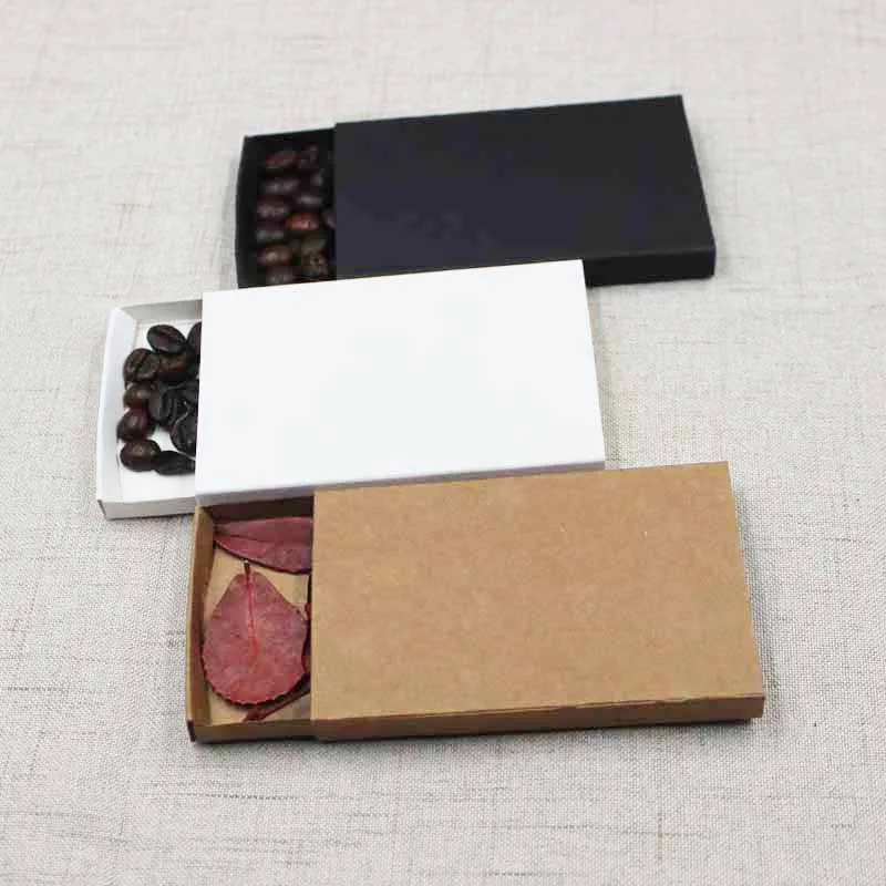 

30pcs DIY blank kraft/white/black paper slide soap box gift/ candy favor packing display box custom cost extra