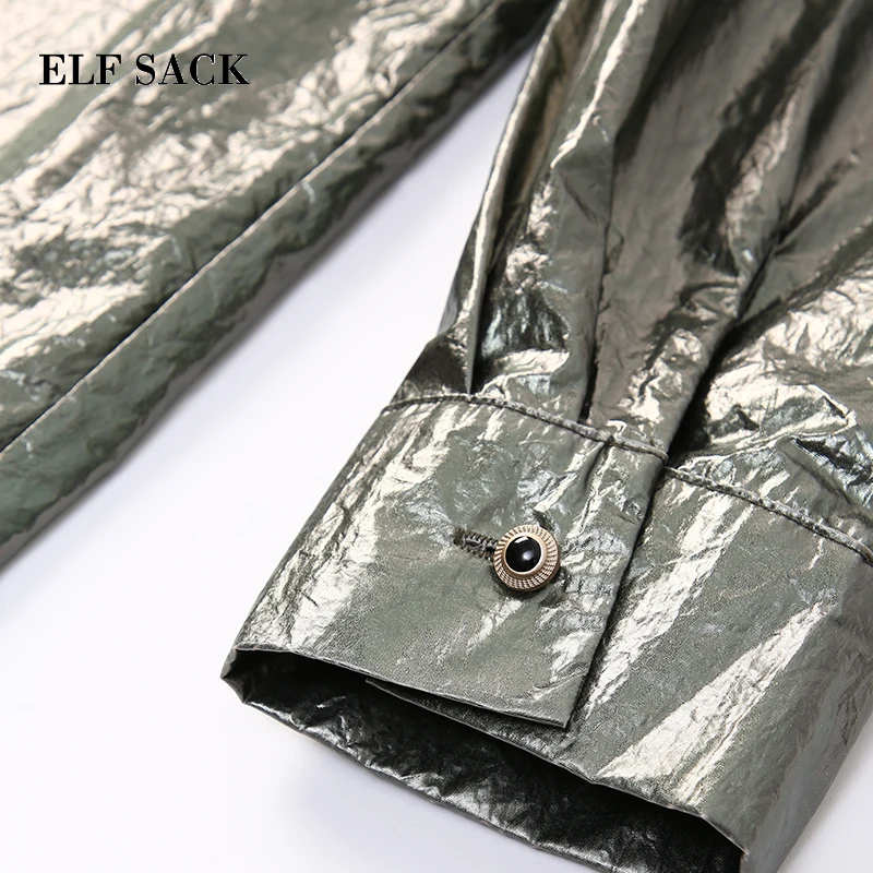 Женская блузка ELFSACK с длинным рукавом и отложным воротником европейский
