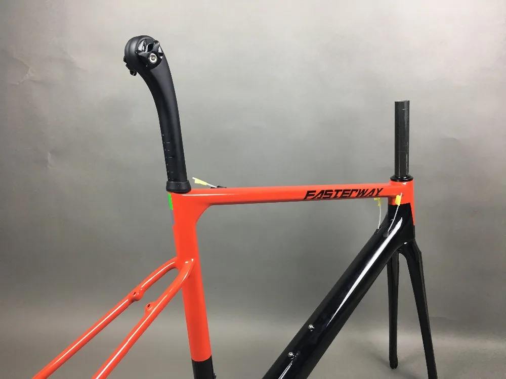 Best white red with black  FASTERWAY classic carbon road frameset UD weave carbon bike frame:Frameset+Seatpost+Fork+Clamp+Headset 195