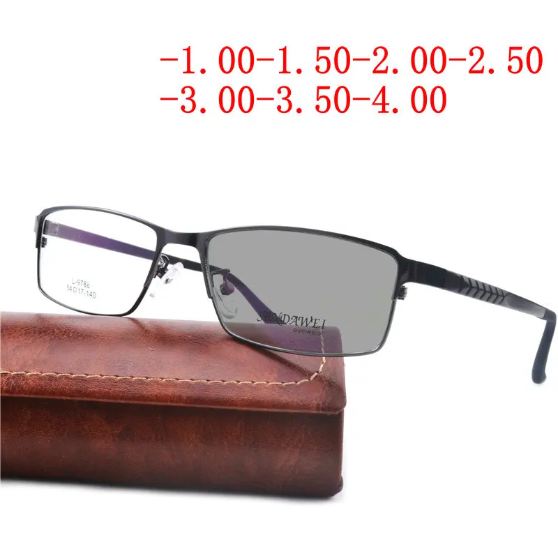 

men New Sun Photochromic Myopia Eyeglasses Optical Men student Finished Myopia Eyewear prescription Glasses Frame Half Rim FML