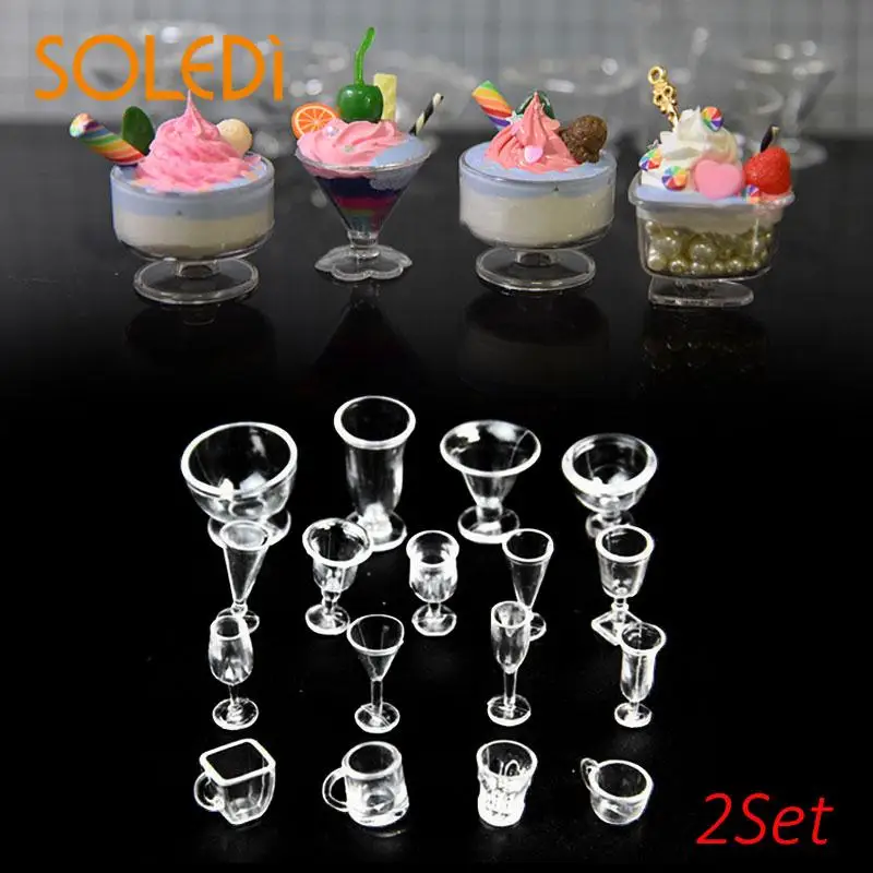 

Small 17PCS Plastic Ice Cream Cups Set Novelty Miniatures Tableware DIY Gift