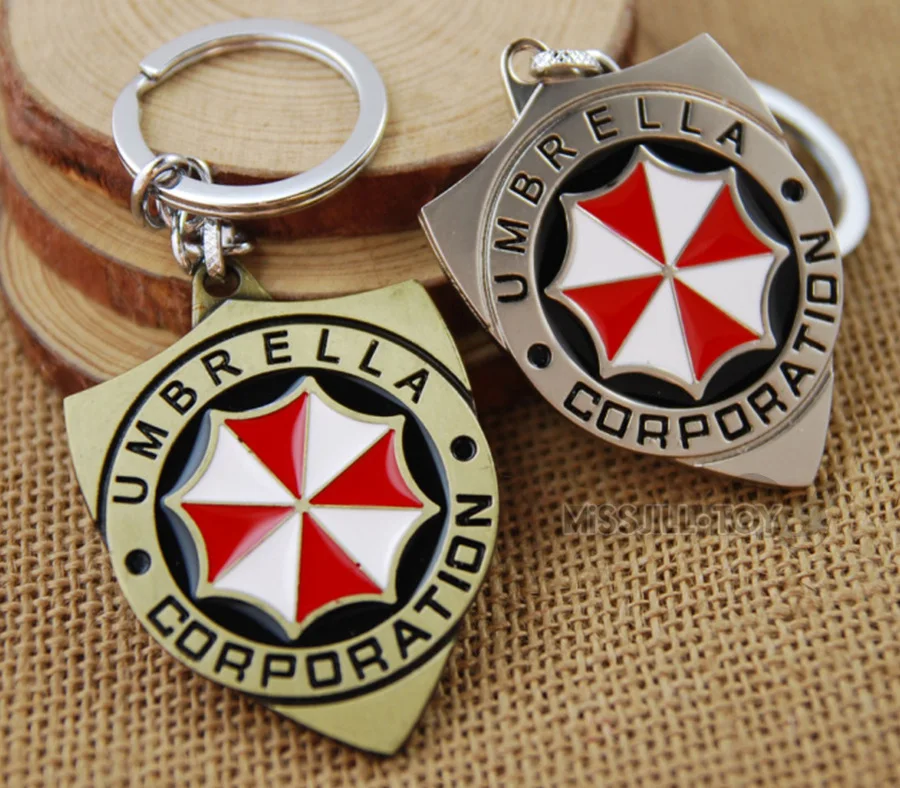 Movie Resident Evil Keychain Umbrella Corporation Logo Metal keyring Pendant Key Holder Souvenir