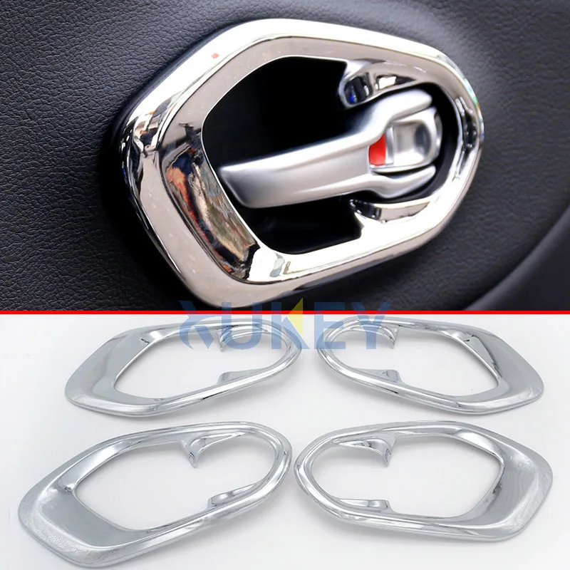 

AX Inner Interior Chrome Door Handle Bowl Trim Cover For Jeep Cherokee 2014 2015 2016 2017 2018 2019 Molding Bezel Accessories