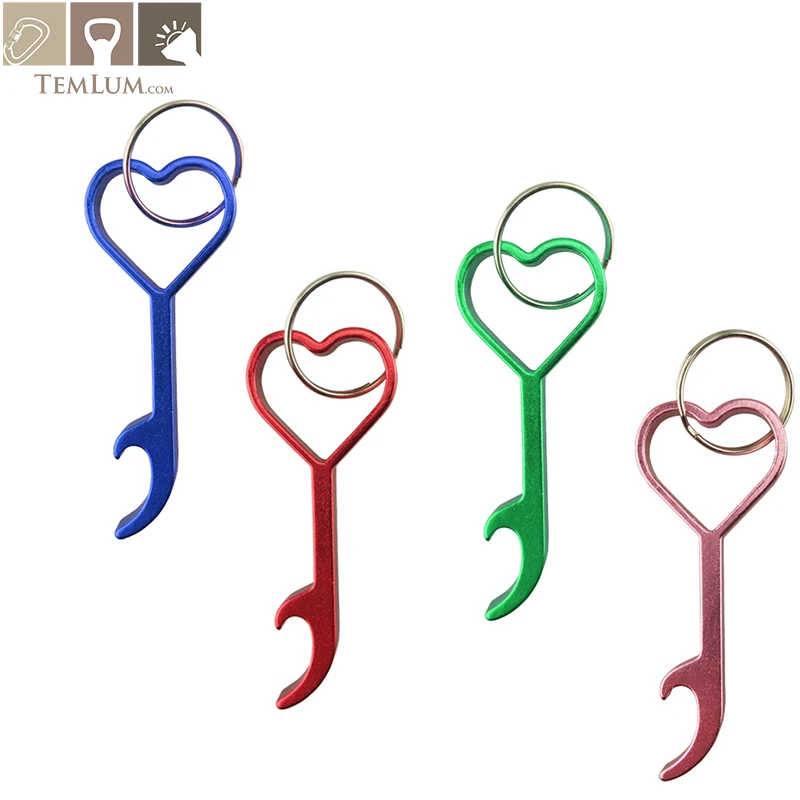 

TEMLUM Love Shaped Bottle Opener Keychain Promotional Gifts Creative Key Ring Can Opener Kitchen Tools