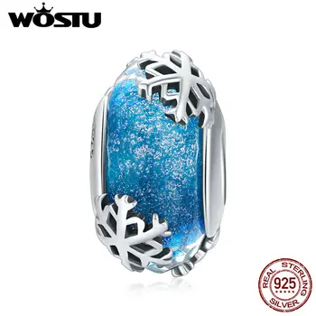 

WOSTU Authentic 925 Sterling Silver Cold Winter Snowflake Season Beads fit Original Bracelet Pendant DIY Making Jewelry CQC862