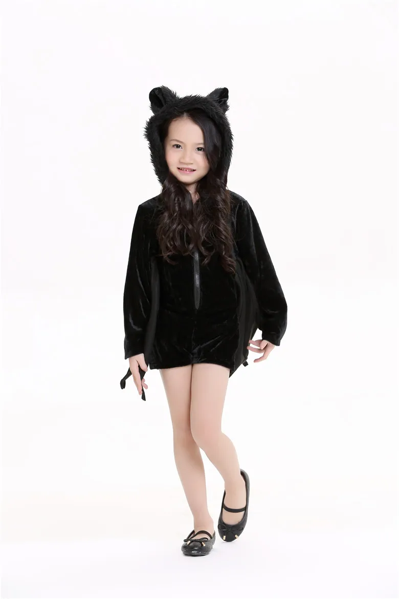 Детский костюм Бэтмена; платье для девочек; костюмы; черные платья с крыльями и шляпой; Детские вечерние карнавальные костюмы на Хэллоуин; полный комплект