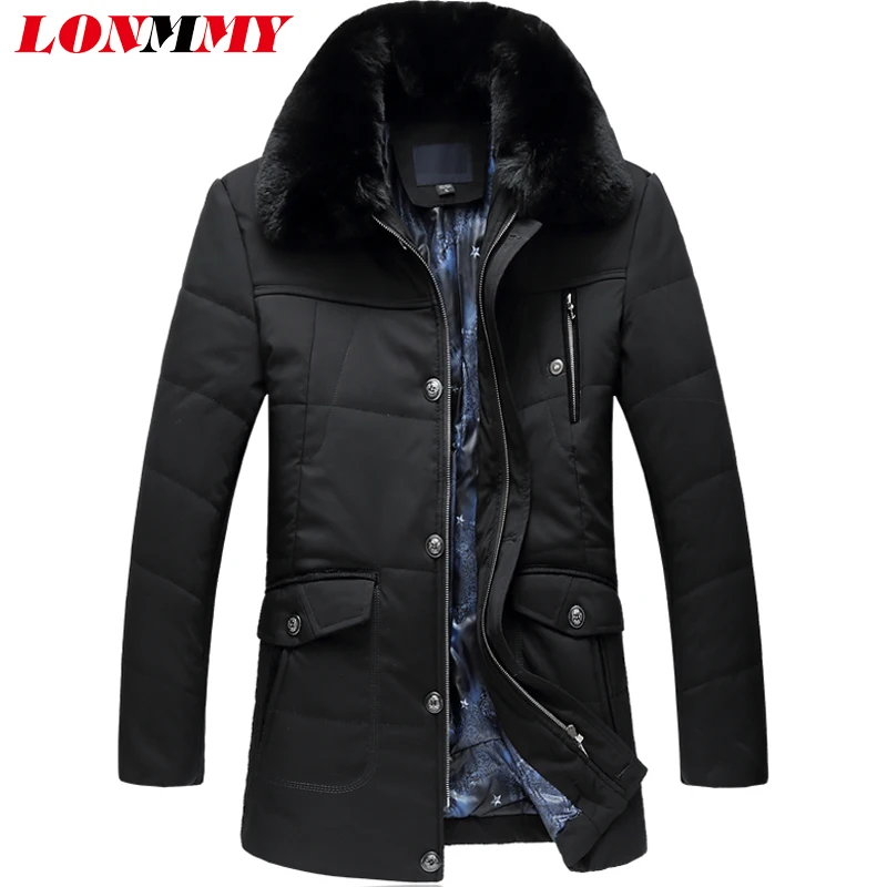 Мужская зимняя куртка LONMMY длинная с меховым воротником 6XL 7XL|winter jacket men|warm men jacketwinter