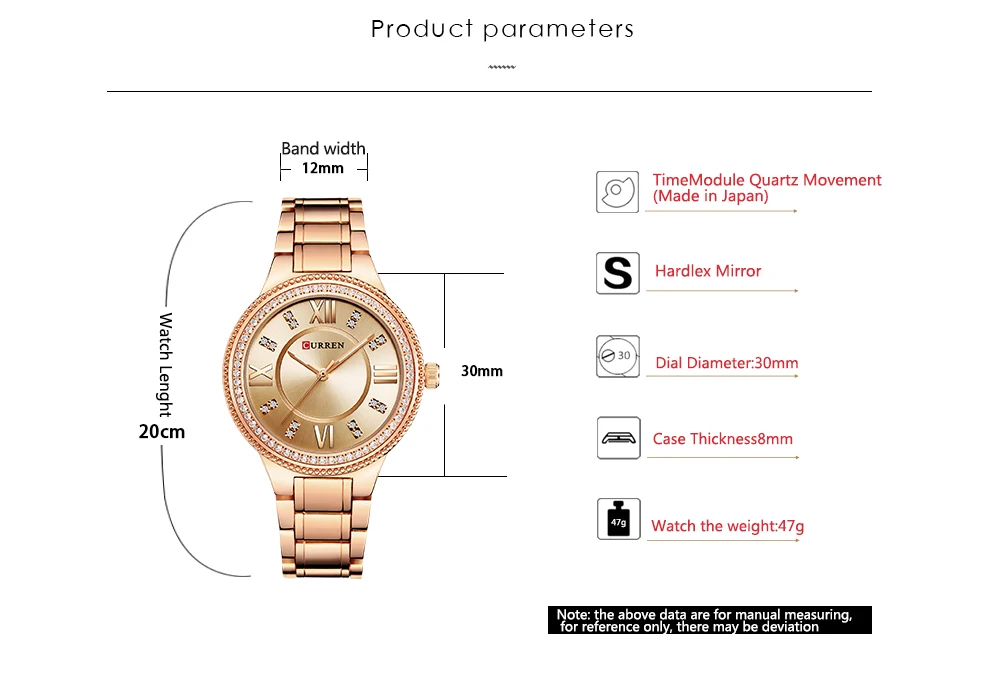CURREN Брендовые женские часы Роскошные модные водонепроницаемые кварцевые наручные часы Satinless Стальные стразы женские часы для девушек