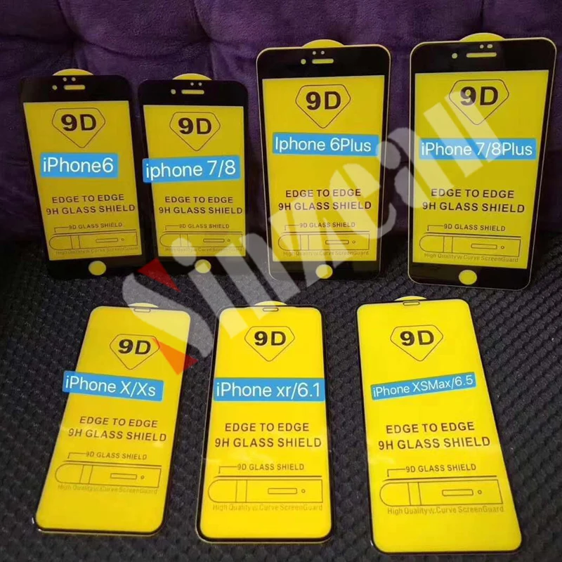 Sinzean 100 шт. 5D/6D/9D/10D полностью наклеиваемая поверхность закаленное Стекло для iphone 11 Pro/XS MAX/XR/6/7/8 Plus Экран протектор с объединительная панель 2.5D
