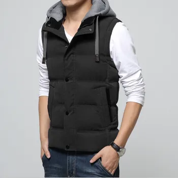 

Casual Men Thick Vest Men Slim Fit 2018 Hot Sale Waistcoat Hat Detachable Hooded Winter Warm Windbreak Men Coat M- 4XL 4 Colors