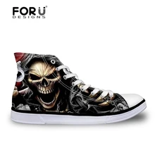 FORUDESIGNS/обувь на плоской подошве; Вулканизированная обувь для мальчиков-подростков; крутой принт с черепом; мужские повседневные кроссовки; высокие мужские парусиновые туфли; zapatos hombre