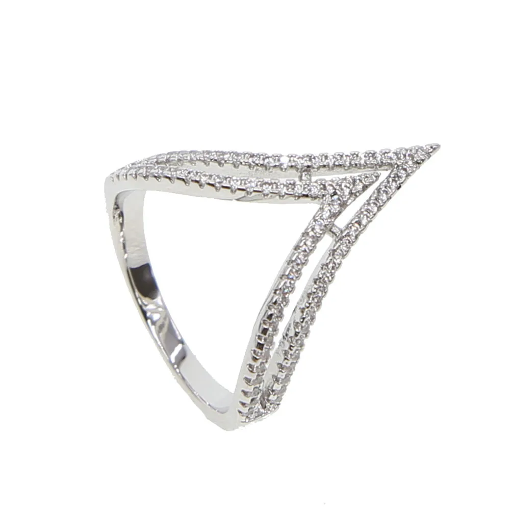 Модное романтическое ослепление ювелирных изделий с двойным v-образным вырезом для женщин, стильное v-образное длинное кольцо на палец, модные Потрясающие вечерние кольца, подарок