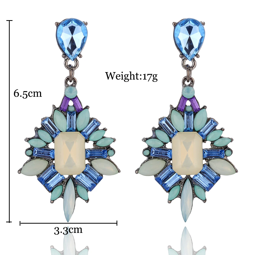 XIYANIKE New Elegant Crystal Earrings Gem Stone Resin Drop Earrings For Women Birthday Gift Bijoux Bohemia Brincos E558