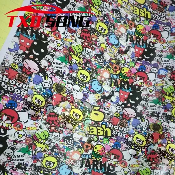 

HD834 New Arrival Sticker Bomb Vinyl Wrap Film Roll Graffiti Cartoon Car Wrapping Sticker Bomb Vinyl Sticker