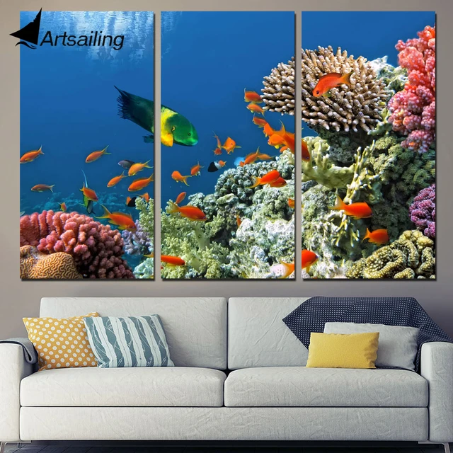 16x24 3-Piece Coral Oil Painting Canvas Set - Bulk Reef Supply