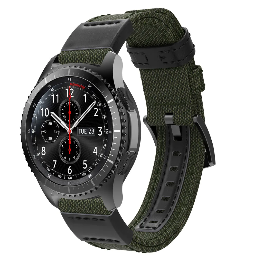 2019 модные простые мужские Ремешки для наручных часов для samsung gear S3/Galaxy Watch 42/46 мм тканый нейлоновый Sweatproof наручные часы ремешок