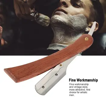 

Men Shaving Straight Edge Razor Classic Wood Manual Razor Wooden Handle Folding Shaving Knife Shave Beard Cutter