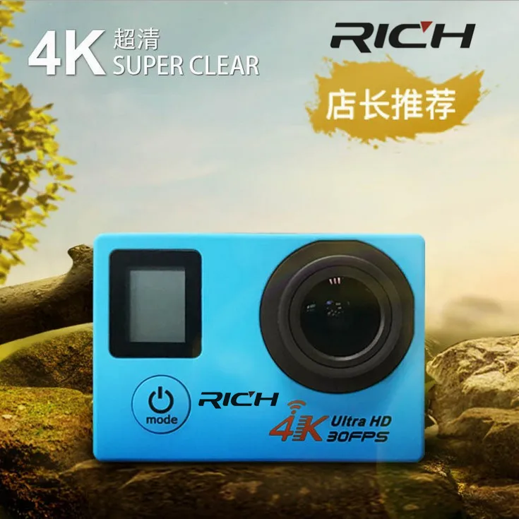 Экшн камера RICH V903D 4K/30FPS 2 7 K двойной ЖК дисплей 16 МП Wi Fi Спортивная 30 м