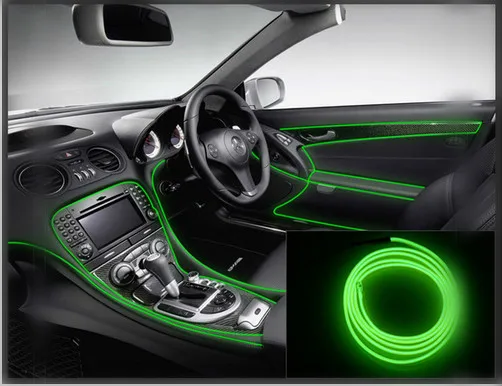 2 м авто Интерьер светодиодный EL провод веревка труба линия гибкий неоновый светильник светящийся для Citroen Suzuki Mazda VOLKSWAGEN VW GOLF Ford focus