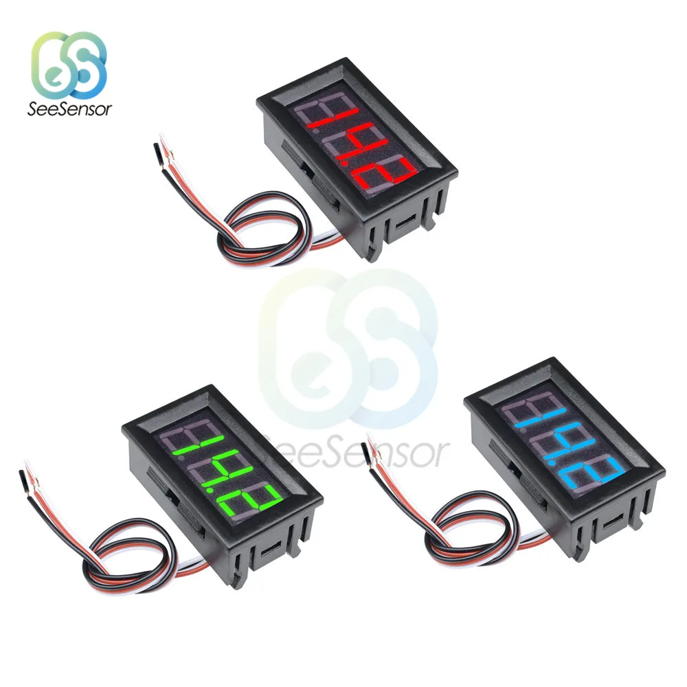 

0.56 Inch DC 4.5/4.7/5~30V LED Digital Voltmeter 3 Wires LED Display Panel Voltmeter Voltage Meter Three Digital Red Blue Green