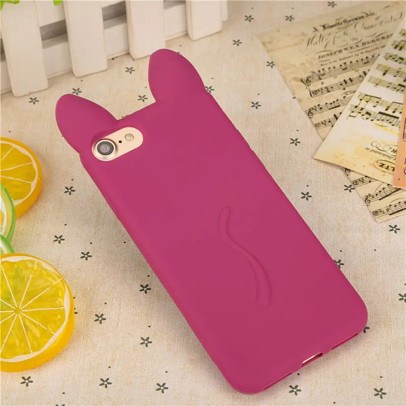 Buy 3D Cute Cat Ears Soft TPU Silicone Cell Phone Case for iPhone 6 6S 6Plus 7