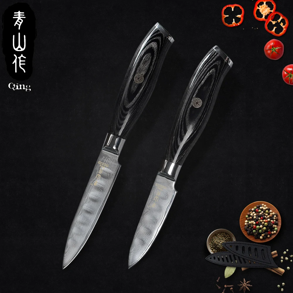 QING японский набор кухонных ножей для шеф повара нож нарезки фруктов VG10 дамасская