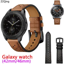ZZQing для samsung Galaxy ремешок 46 мм 42 пояса из натуральной кожи группа smartwatch Браслет 2018 для мужчин и женщин часы полосы ремень