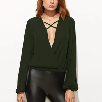 

Celmia 2020 Autumn Sexy Black Blouse Shirts Long Sleeve Plain Solid Loose Deep V Neck k Top Blusas Femininas Plus Size 3Xl