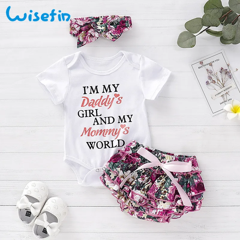 Newborn baby girl clothes carters baby girl clothing sets 2019 summer floral baby girl romper with lace skirt bebes headbandsD40