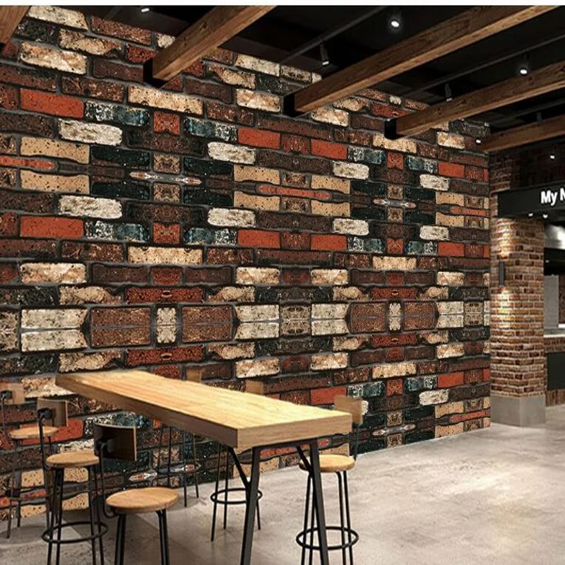 beibehang Custom large fresco 3D retro fashion antique nostalgia brick