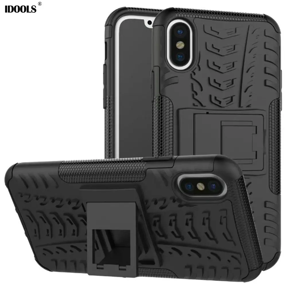 for iPhone X Case Luxury PC TPU Dirt Resistant Kickstand Hard Back Armor Covers Phone Bags Cases for iPhone 8 Plus Coque Shell