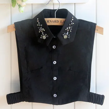 women cotton fashion fake shirt false collar blouse detachable lapel collar choker necklace lace denim embroidery decorative