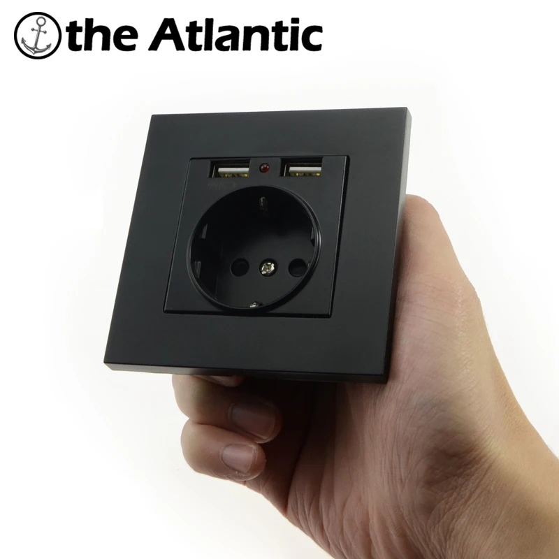 

Wall Socket Power 16A EU Standard Outlet With 2A Dual USB Charger Port for Mobile Phone PC panel Black USB Socket Power