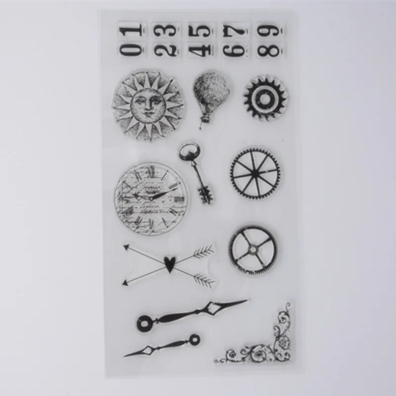 

2016 New Scrapbook DIY Photo Album Cards Transparent Acrylic Silicone Rubber Clear Stamps Sheet Clock