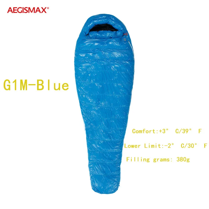 AEGISMAX 800FP G1 G2 белый гусиный пух Мумия Открытый Кемпинг спальный мешок Сверхлегкий дефлектор дизайн нейлон с компрессионным мешком - Цвет: G1 M Blue
