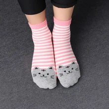 1 пара каваи Животные Печатные стильные полосатые Модные женские короткие носки милые кошачьи лапки повседневные Мягкие хлопковые носки